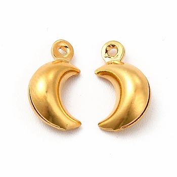 304 Stainless Steel Moon Charms, Golden, 10.5x6x4mm, Hole: 1mm