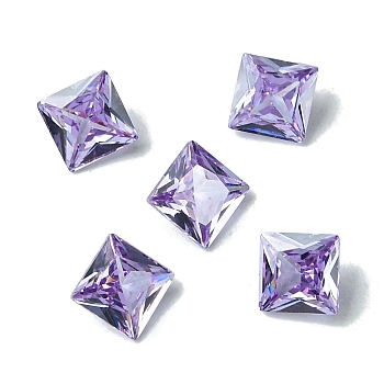 Cubic Zirconia Cabochons, Point Back, Square, Lilac, 8x8x4mm