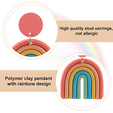 6 paires 6 couleurs boucles d'oreilles pendantes en argile polymère pour femmes(EJEW-AN0004-33)-3