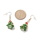 Glass Braided Beaded Christmas Tree Dangle Earrings(EJEW-JE05151-02)-3