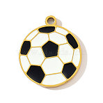 304 Stainless Steel Enamel Pendants, Football Charms, Ion Plating(IP), Real 18K Gold Plated, 18x16mm(STAS-OY003-18G)