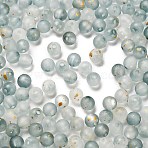 Frosted Transparent Acrylic Beads, Round, with Gold Foil & Glitter, Gradient Color, Dark Cyan, 6x5.5mm, Hole: 1.8mm(X1-OACR-F013-12F)
