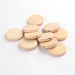 Unfinished Wood Beads, Natural Wooden Beads, Lead Free, Flat Round, Moccasin, 25x5mm, Hole: 2mm(WOOD-S650-93-LF)
