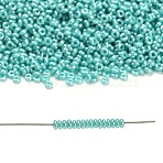 TOHO 11/0 Demi Round Beads, Japanese Seed Beads, (132) Opaque Luster Turquoise, 2.2x0.9mm, Hole: 0.8mm, about 78000pcs/pound(450g)(SEED-DR11-0132)