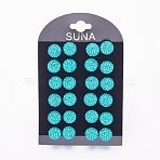Valentines Day Gift for Her, 925 Sterling Silver Austrian Crystal Rhinestone Stud Earrings, Ball Stud Earrings, Round, 229_Blue Zircon, 8mm(Q286H-229)