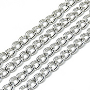 Unwelded Aluminum Curb Chains, Silver Color Plated, 6x4.4x1mm(X-CHA-S001-004A)