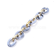 Handmade CCB Plastic Cable Chains, with Acrylic Linking Rings, Golden, WhiteSmoke, Links: 24.2x18.2x4mm and 19x12x4.7mm, 39.37 inch(1m)/strand(AJEW-JB00682-01)