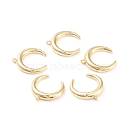Brass Pendants, Long-Lasting Plated, Double Horn/Crescent Moon, Real 18K Gold Plated, 16x15.3x2.6mm, Hole: 1.2mm(ZIRC-I043-06G)