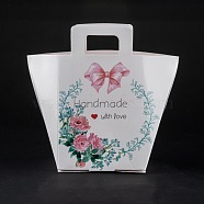 Rectangle Foldable Creative Kraft Paper Gift Bag, Wedding Favor Bag, Flower Pattern, 15.5x8x17.5cm(CON-B002-01B)