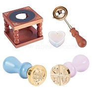 CRASPIRE DIY Stamp Making Kits, Including Wax Seal Stamp Set, Pear Wood Handle and Brass Wax Seal Stamp Heads, Mixed Patterns, 2.5x1.4cm, 2pcs/bag(DIY-CP0003-89C)
