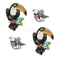 4Pcs 2 Style Bird Shape Handicraft Beading Appliques, Sew on Patches, with Felt Base & Rhinestone, for Clothes, Dress, Mixed Color, 49~110x63~80x8.5~11.5mm, 2pcs/style(DIY-GA0005-52)