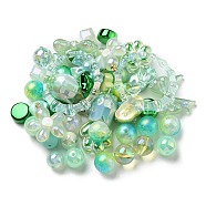 Acrylic Beads, Mixed Shapes, Green, 8~51x8~51x6~27.5mm, Hole: 1.8~3.8mm, about 163pcs/350g, 350g/bag(OACR-R261-12E)