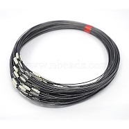 Steel Wire Necklace Cord, Nice for DIY Jewelry Making, with Brass Screw Clasp, Slate Gray, 17.5 inch, 1mm(X-TWIR-SW001-10)