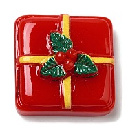 Christmas Theme Opaque Resin Cabochons, for Jewelry Making, Box, 20x20x10mm(CRES-M022-02H)