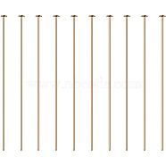 Brass Flat Head Pins, Long-Lasting Plated, Real 18K Gold Plated, 45mm, Pin: 0.7mm, 21 Gauge, Head: 2mm, 100pcs/set(KK-BC0004-01-0.7x45)