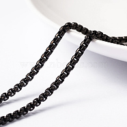 3.28 Feet 304 Stainless Steel Venetain Chains, Box Chains, Unwelded, Electrophoresis Black, 2.5x1.2mm(X-CHS-H007-35B)