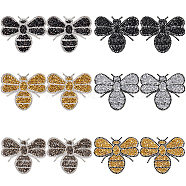 12Pcs 6 Styles Bees Hotfix Rhinestone Appliques, Resin Rhinestone, Mixed Color, 65~68x78~80x2~2.5mm, 2pcs/style(DIY-CP0009-67)