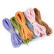 Pandahall 60 Yards 6 Colors Flat Faux Suede Cord, Faux Suede Lace, with 6Pcs Metallic Wire Twist Ties, Mixed Color, 2~4x1.5~2mm, 10 yards/color(LW-TA0001-02)