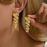 Exaggerated Fan-shaped Tiered Stud Earrings for Elegant Ladies at Banquets, Golden, 37mm(OA4224)