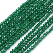 Synthetic Gemstone Strands, Imitation Emerald, Faceted, Dyed, Round, 2~3mm, Hole: 1mm, about 160pcs/strand, 15.35 inch(39cm)(G-E411-32C-2mm)