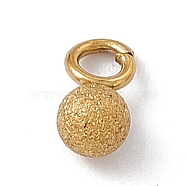 304 Stainless Steel Pendants, Textured, Round Charm, Golden, 6x3mm, Hole: 1.6mm(STAS-E179-04A-G)