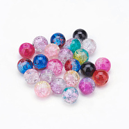 Two Tone Crackle Glass Beads, Round, Mixed Color, 10mm, Hole: 1.3mm(X-CCG-Q002-10mm-M)
