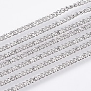 Tarnish Resistant 304 Stainless Steel Curb Chains, Soldered, Stainless Steel Color, 2.3x2x0.5mm(CHS-F006-03B-P)