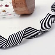 Striped Polyester Grosgrain Ribbon, Black, 1 inch(25mm), about 100yards/roll(91.44m/roll)(OCOR-Q011-25mm-06)