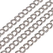 Nickel Free Iron Double Link Chains, Unwelded, Platinum Color, with Spool, link: 5mm wide, 6mm long, 0.7mm thick, about 328.08 Feet(100m)/roll(CHD004Y-NF)