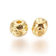 Tibetan Style Alloy Beads, Round, Lead Free & Cadmium Free, Golden, 5.5x4.5mm, Hole: 1mm(K08PK011)