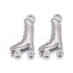 304 Stainless Steel Pendants, Laser Cut, Roller Skate, Stainless Steel Color, 20x11x2mm, Hole: 2mm(STAS-F249-11P)
