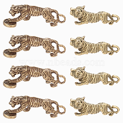 SUPERFINDINGS 8Pcs 2 Style Tibetan Style Alloy Pendants, Tiger, Antique Bronze, 43~49x11~15x14.5~18mm, hole: 2.5~4.5mm, 4pcs/style(TIBEP-FH0001-18)