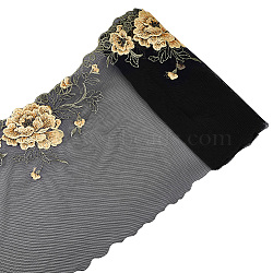 Polyester Silk Organza Trimming, for DIY Bridal Veil Dress Short Skirt, Peony Pattern, 215~220x1mm, 3 yards/roll(DIY-WH0430-032)