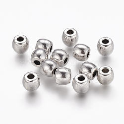 Tibetan Style Alloy Beads, Lead Free & Cadmium Free, Barrel, Antique Silver Color, 6x5mm, Hole: 2.5mm(LF0281Y)