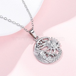 Moon & Star & Sun 304 Stainless Steel Pendant Necklaces, Stainless Steel Color, 17.91 inch(45.5cm)(NJEW-H059-14P)