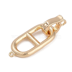 Brass Fold Over Clasps, Oval, Golden, 25.5x10x6.5mm, Hole: 1mm(FIND-U017-16G-01)