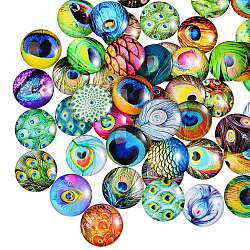 70Pcs Flatback Glass Cabochons for DIY Projects, Dome/Half Round, Mixed Color, 25x6mm(GGLA-SZ0001-33C)