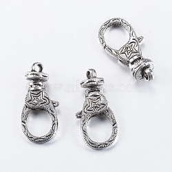 Tibetan Style Alloy Swivel Lobster Claw Clasps, Swivel Snap Hook, Cadmium Free & Lead Free, Antique Silver, 30x15x9mm, Hole: 3mm(X-TIBE-T002-18AS-RS)