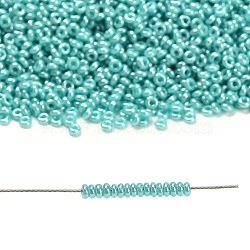 TOHO 11/0 Demi Round Beads, Japanese Seed Beads, (132) Opaque Luster Turquoise, 2.2x0.9mm, Hole: 0.8mm, about 78000pcs/pound(450g)(SEED-DR11-0132)