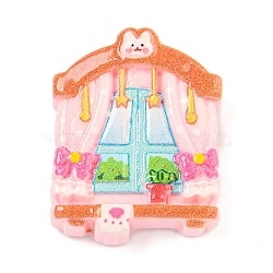 Bedroom Theme Opaque Resin Animal Furniture Decoden Cabochons, Rabbit Window, 26.5x21x8mm(RESI-M042-02C)