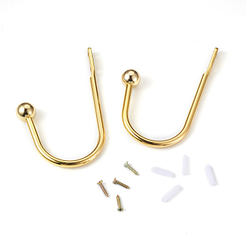 Zinc Alloy U Shape Hook Hangers Curtain, with Plastic Nut and Alloy Screws, for Bag Clothes Curtain Hanging Holder, Golden, 155x110x8~11mm, Hole: 5mm