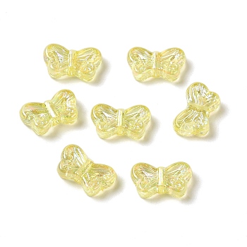UV Plating Transparent Acrylic Beads, Butterfly, Yellow, 8x14x4mm, Hole: 1.4mm