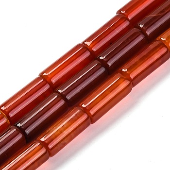 Dyed & Heated Natural Agate Beads Strands, Column, Red, 19x8mm, Hole: 1mm, about 20pcs/strand, 15.16''(38.5cm)