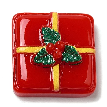 Christmas Theme Opaque Resin Cabochons, for Jewelry Making, Box, 20x20x10mm