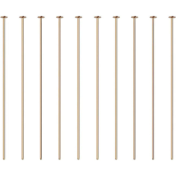 Brass Flat Head Pins, Long-Lasting Plated, Real 18K Gold Plated, 45mm, Pin: 0.7mm, 21 Gauge, Head: 2mm, 100pcs/set