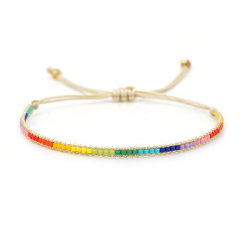 Bohemian Rainbow Seed Beads Adjustable Braided Bracelets for Women