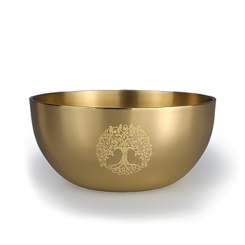 Brass Offering Bowl Ornament, for Altar Ceremony Ritual Use Decoration, Golden, Tree of Life, 80x35mm