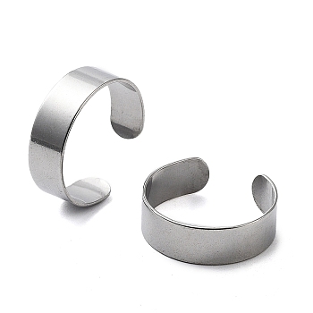 304 Stainless Steel Cuff Rings, Open Finger Rings, Wide Band Rings, Stainless Steel Color, 6mm, Inner Diameter: 17.5mm