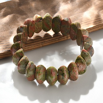 Bicone Natural Unakite Beads Stretch Bracelets for Women Men, Inner Diameter: 2-1/4~ 2-1/2 inch(5.75~6.45cm)