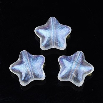 Transparent Acrylic Beads, Glitter Powder, Star, Clear, 19x20x8.5mm, Hole: 2mm, about 288pcs/500g